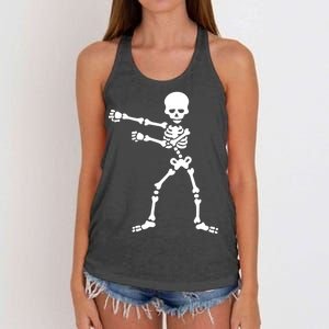 Flossing Skeleton  Women's Knotted Racerback Tank