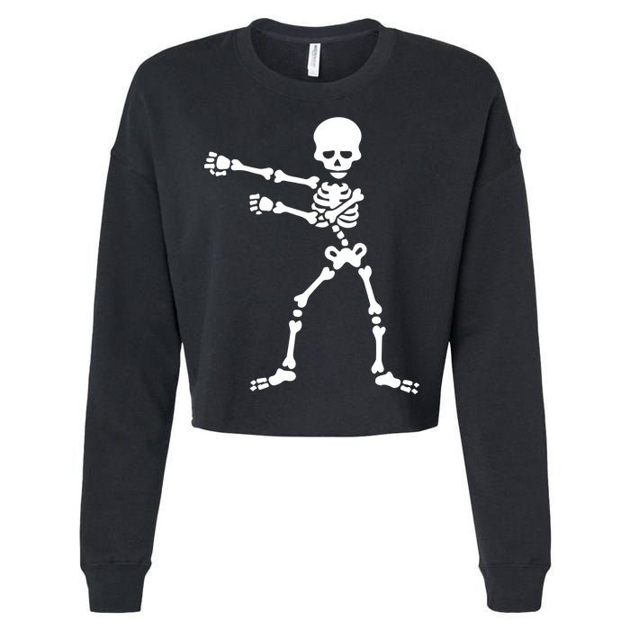 Flossing Skeleton  Cropped Pullover Crew