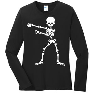 Flossing Skeleton  Ladies Long Sleeve Shirt