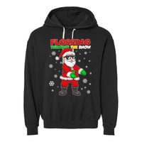 Flossing Through The Snow Santa Garment-Dyed Fleece Hoodie