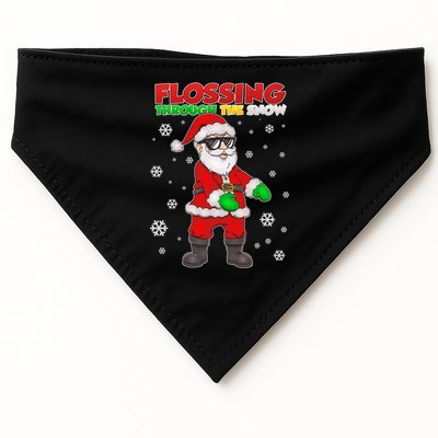Flossing Through The Snow Santa USA-Made Doggie Bandana