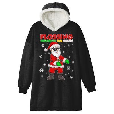 Flossing Through The Snow Santa Hooded Wearable Blanket