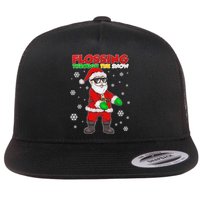 Flossing Through The Snow Santa Flat Bill Trucker Hat