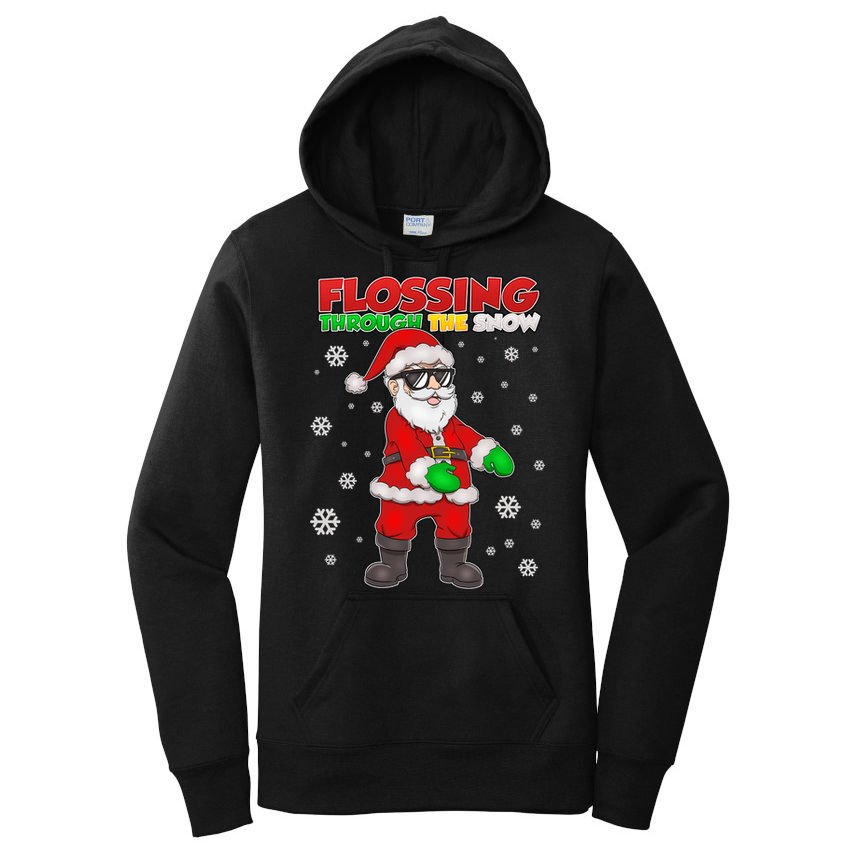 Flossing Through The Snow Santa Women's Pullover Hoodie