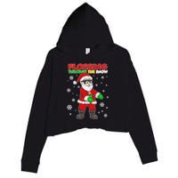 Flossing Through The Snow Santa Crop Fleece Hoodie