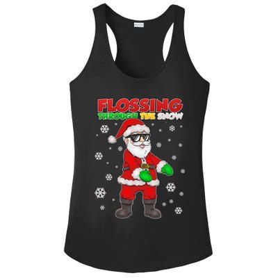 Flossing Through The Snow Santa Ladies PosiCharge Competitor Racerback Tank