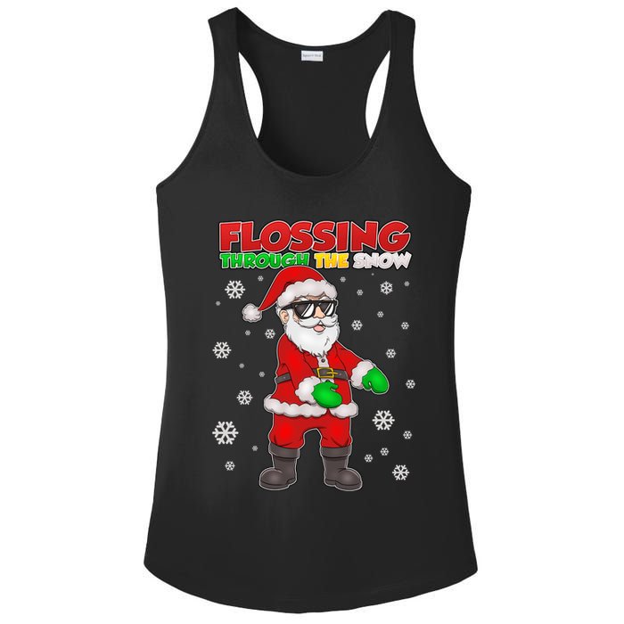 Flossing Through The Snow Santa Ladies PosiCharge Competitor Racerback Tank