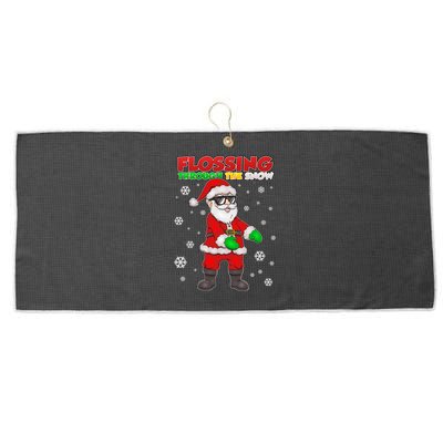 Flossing Through The Snow Santa Large Microfiber Waffle Golf Towel