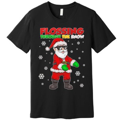 Flossing Through The Snow Santa Premium T-Shirt