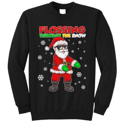 Flossing Through The Snow Santa Tall Sweatshirt