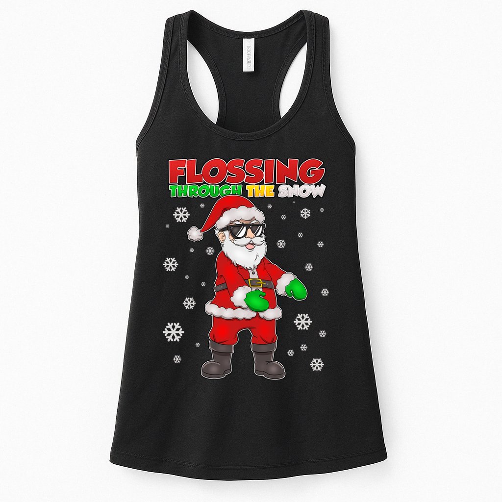 Flossing Through The Snow Santa Womens Tank Top