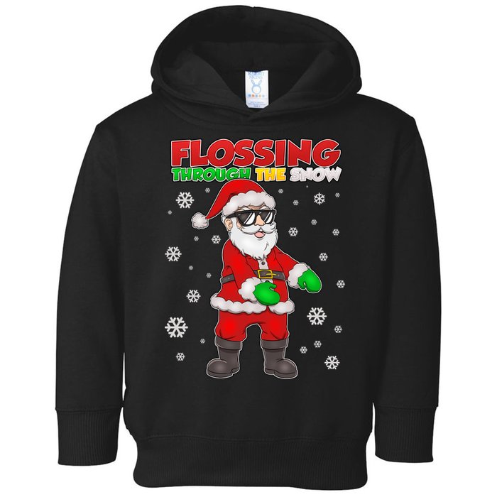 Flossing Through The Snow Santa Toddler Hoodie