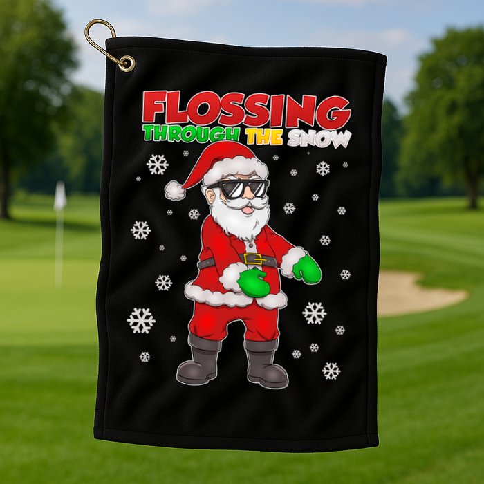 Flossing Through The Snow Santa Golf Towel