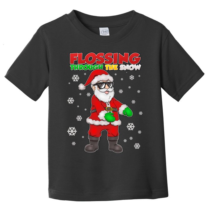Flossing Through The Snow Santa Toddler T-Shirt