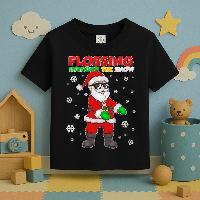 Flossing Through The Snow Santa Toddler T-Shirt