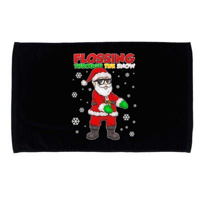 Flossing Through The Snow Santa Microfiber Hand Towel