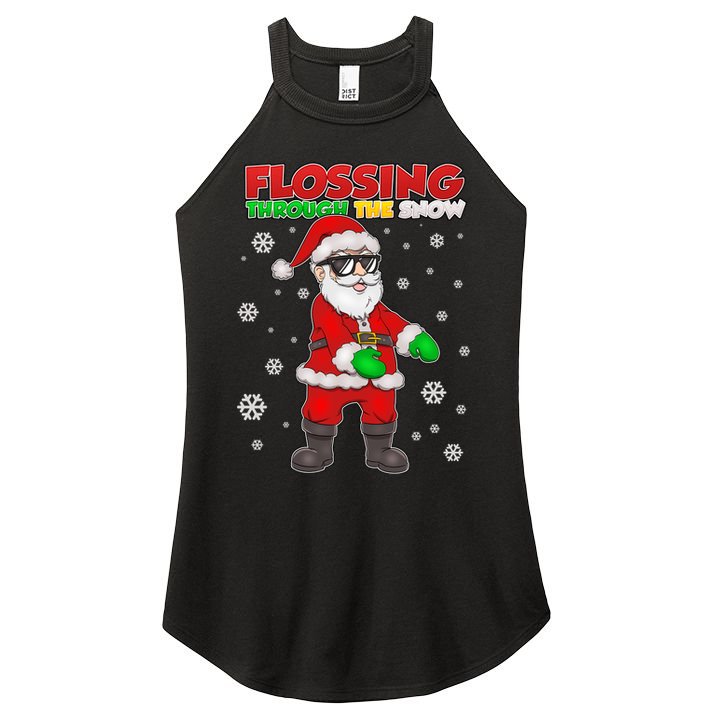 Flossing Through The Snow Santa Women's Perfect Tri Rocker Tank