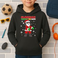 Flossing Through The Snow Santa Kids Hoodie