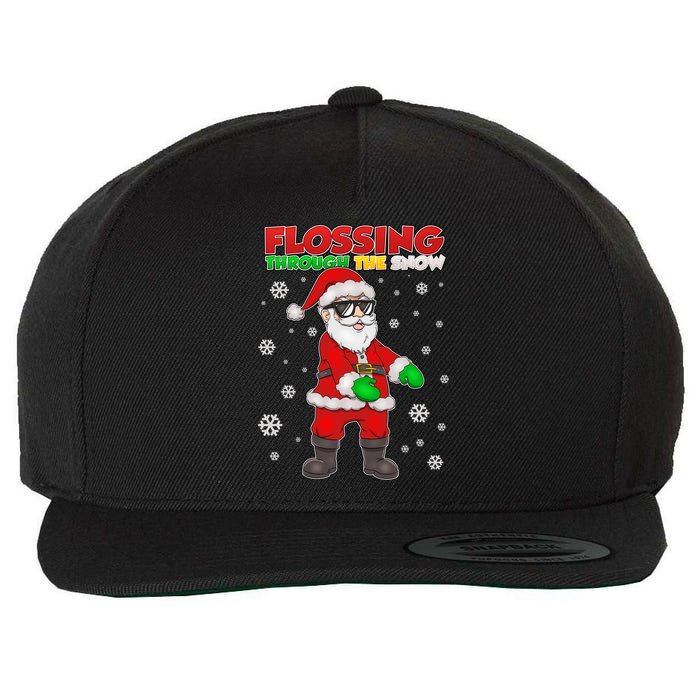Flossing Through The Snow Santa Wool Snapback Cap