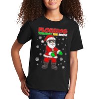 Flossing Through The Snow Santa Kids T-Shirt