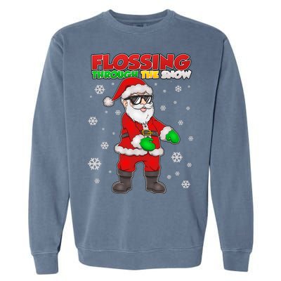 Flossing Through The Snow Santa Garment-Dyed Sweatshirt