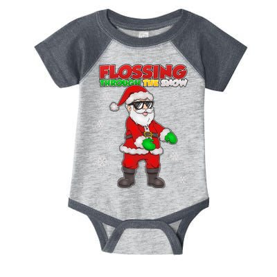 Flossing Through The Snow Santa Infant Baby Jersey Bodysuit