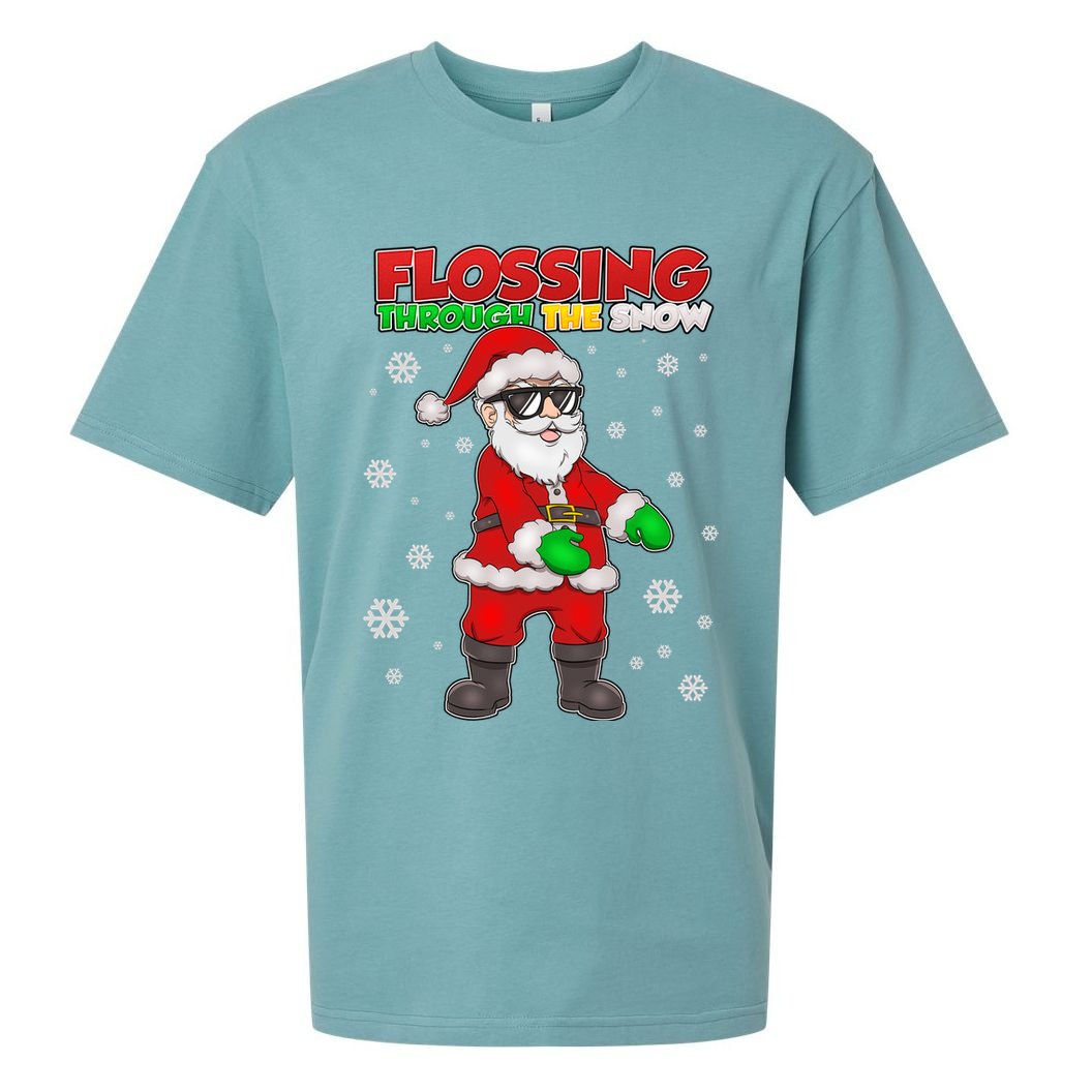 Flossing Through The Snow Santa Sueded Cloud Jersey T-Shirt