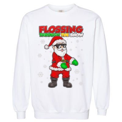 Flossing Through The Snow Santa Garment-Dyed Sweatshirt