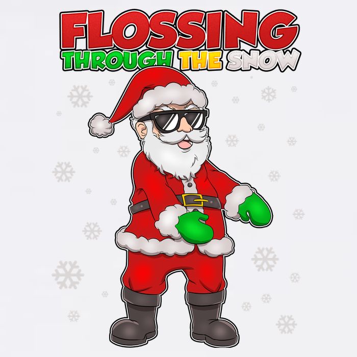 Flossing Through The Snow Santa Garment-Dyed Sweatshirt