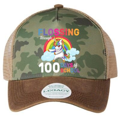 Flossing Unicorn Through 100 days Of School Legacy Tie Dye Trucker Hat