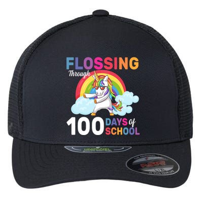 Flossing Unicorn Through 100 days Of School Flexfit Unipanel Trucker Cap