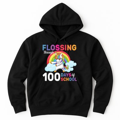 Flossing Unicorn Through 100 days Of School Hoodie