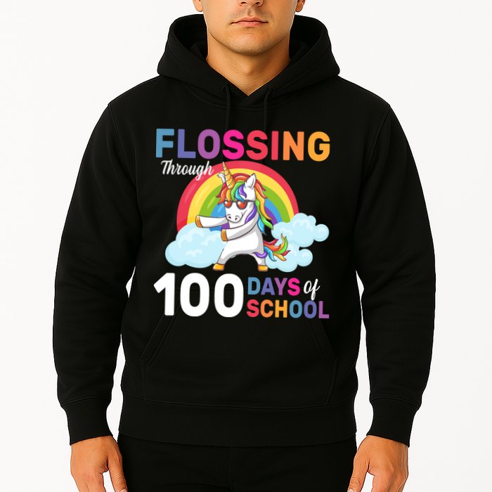 Flossing Unicorn Through 100 days Of School Hoodie