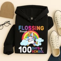 Flossing Unicorn Through 100 days Of School Hoodie