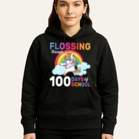 Flossing Unicorn Through 100 days Of School Hoodie