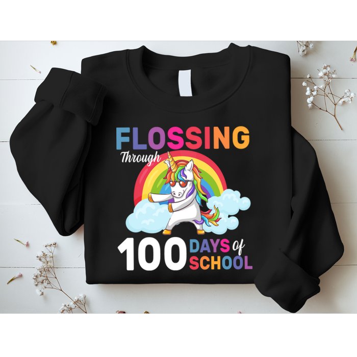 Flossing Unicorn Through 100 days Of School Sweatshirt