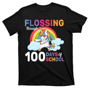 Flossing Unicorn Through 100 days Of School T-Shirt