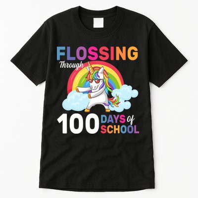 Flossing Unicorn Through 100 days Of School Tall T-Shirt