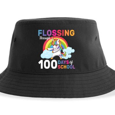 Flossing Unicorn Through 100 days Of School Sustainable Bucket Hat