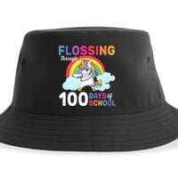 Flossing Unicorn Through 100 days Of School Sustainable Bucket Hat