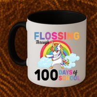 Flossing Unicorn Through 100 days Of School Mug