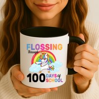 Flossing Unicorn Through 100 days Of School Mug