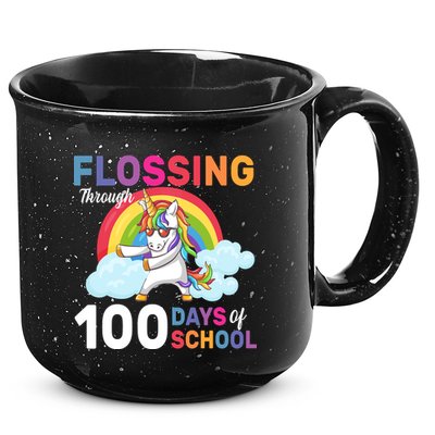Flossing Unicorn Through 100 days Of School 15oz Campfire Ceramic Mug
