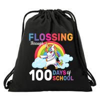 Flossing Unicorn Through 100 days Of School Drawstring Bag