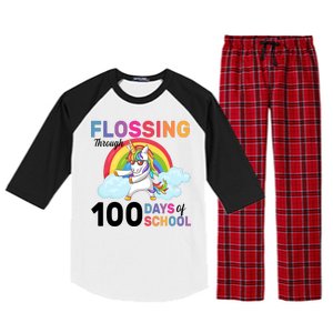 Flossing Unicorn Through 100 days Of School Raglan Sleeve Pajama Set