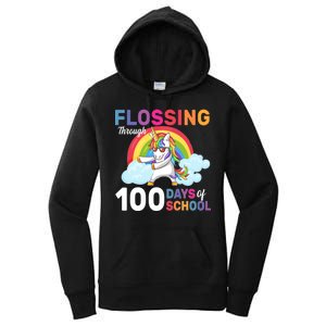 Flossing Unicorn Through 100 days Of School Women's Pullover Hoodie