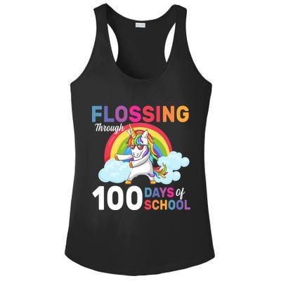 Flossing Unicorn Through 100 days Of School Ladies PosiCharge Competitor Racerback Tank