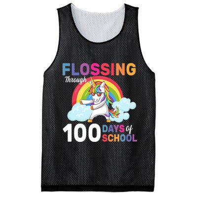 Flossing Unicorn Through 100 days Of School Mesh Reversible Basketball Jersey Tank