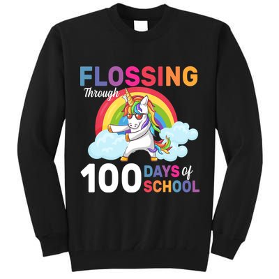 Flossing Unicorn Through 100 days Of School Tall Sweatshirt