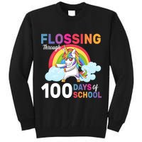Flossing Unicorn Through 100 days Of School Tall Sweatshirt